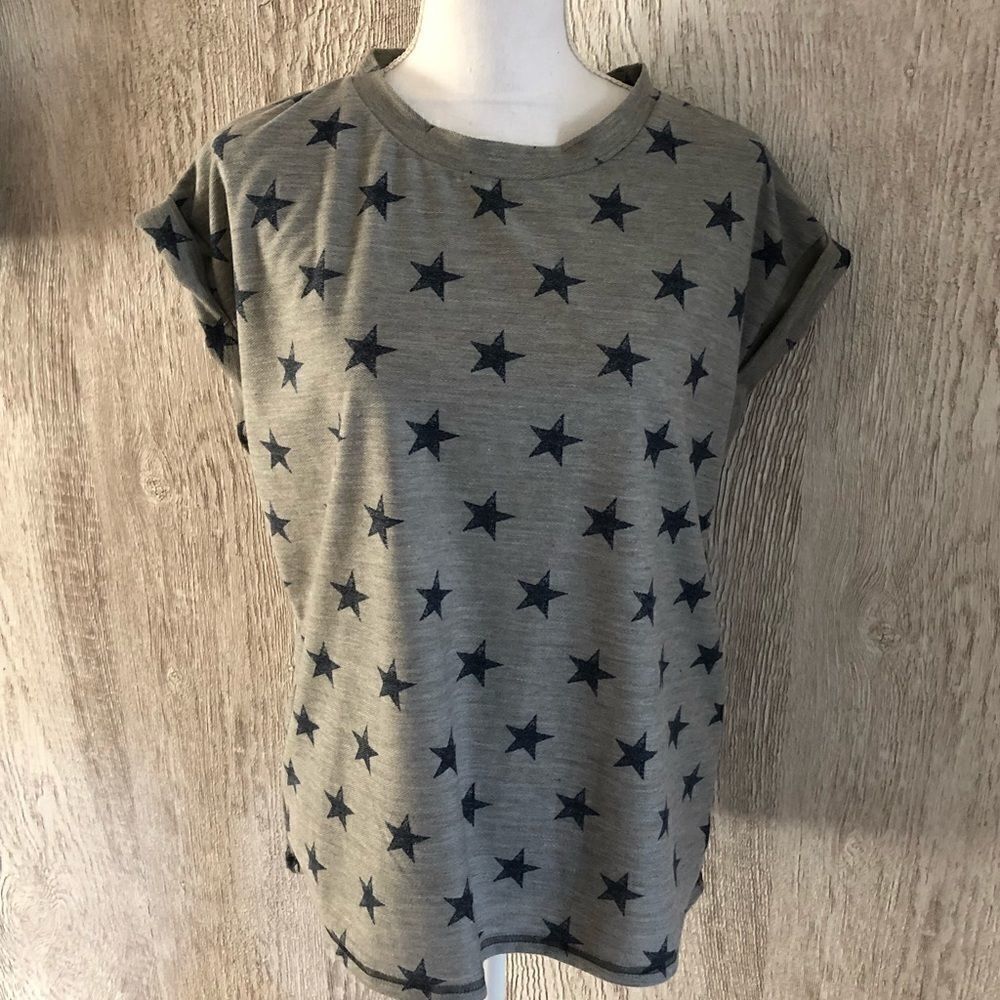 Six Fifty Grey with Navy Stars Muscle Tank Top